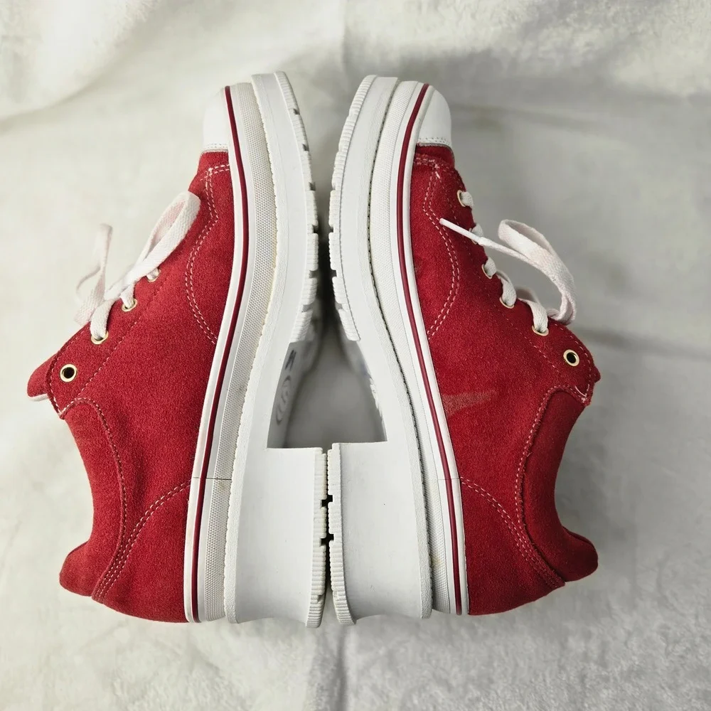 Skechers Jammers Heritage Red Suede Platform Sneakers Womens 10 Retro 74360